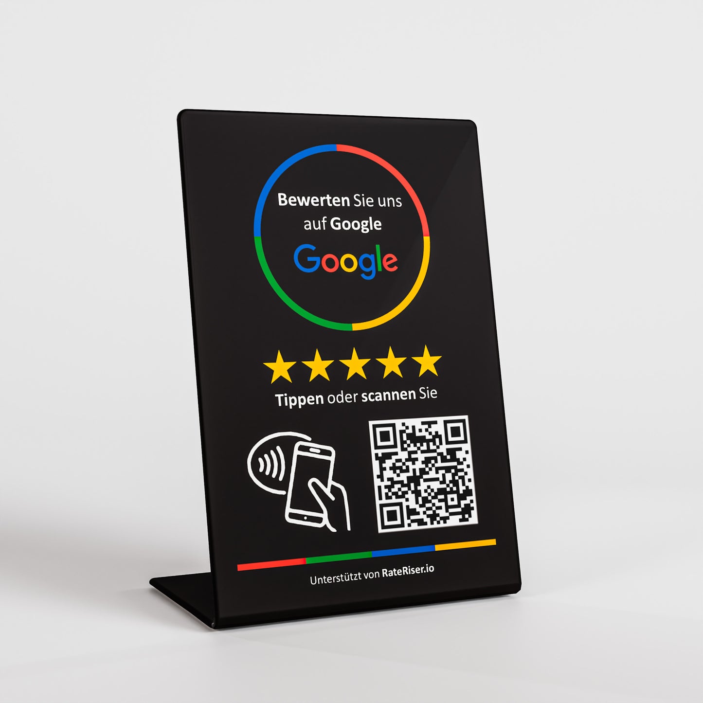 Smartes Google Bewertungsschild (NFC) – freistehend | Schwarz