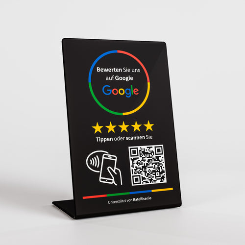Smartes Google Bewertungsschild (NFC) – freistehend | Schwarz