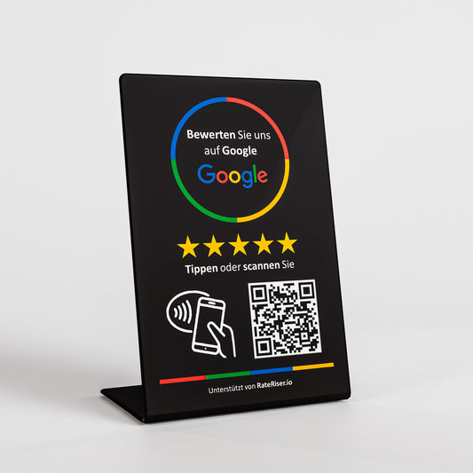 Smartes Google Bewertungsschild (NFC) – freistehend | Schwarz